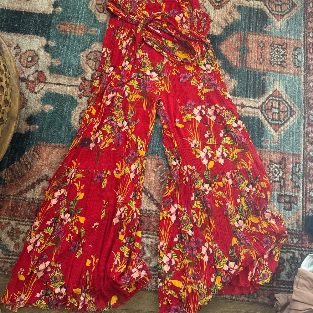 Free People Floral Wide-Leg Pants